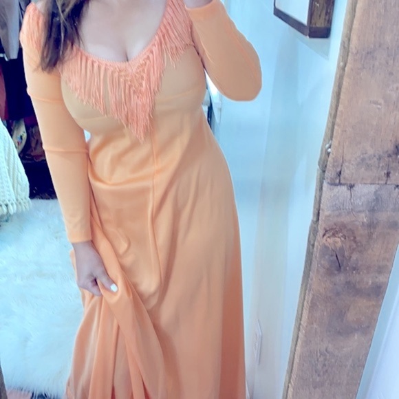 Vintage JC Penny maxi dress with fringe union made size small - Picture 1 of 7